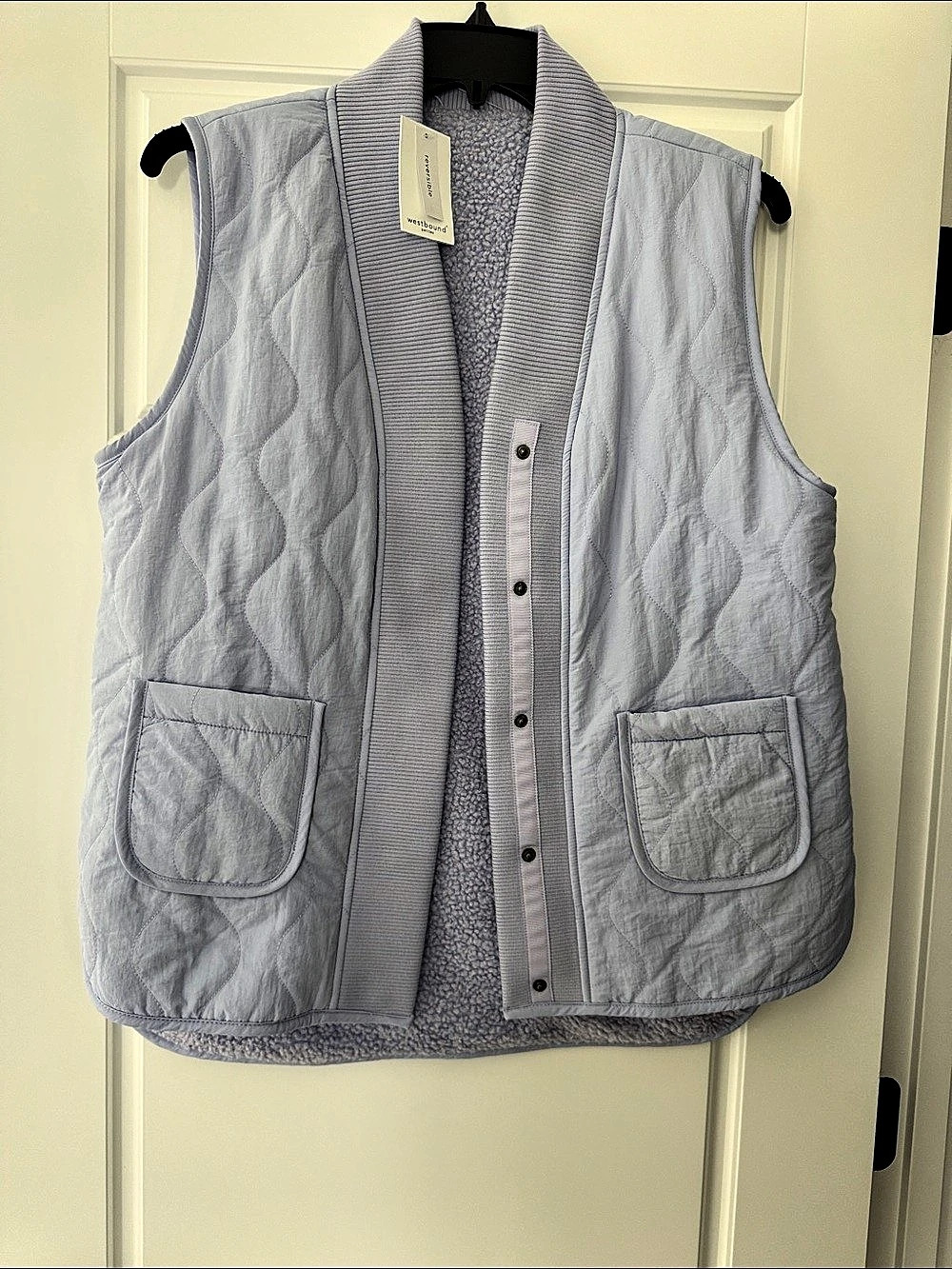 Westbound Petites Reversible Quilted Vest in Purple PL NWT